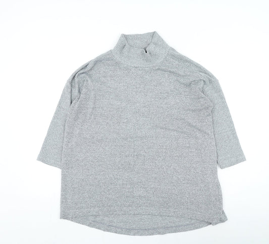 Marks and Spencer Womens Grey High Neck Polyester Pullover Jumper Size 14