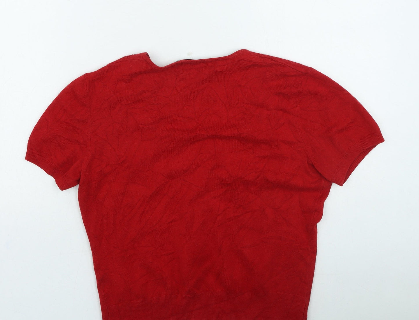 Linea Womens Red V-Neck Geometric Viscose Cardigan Jumper Size M