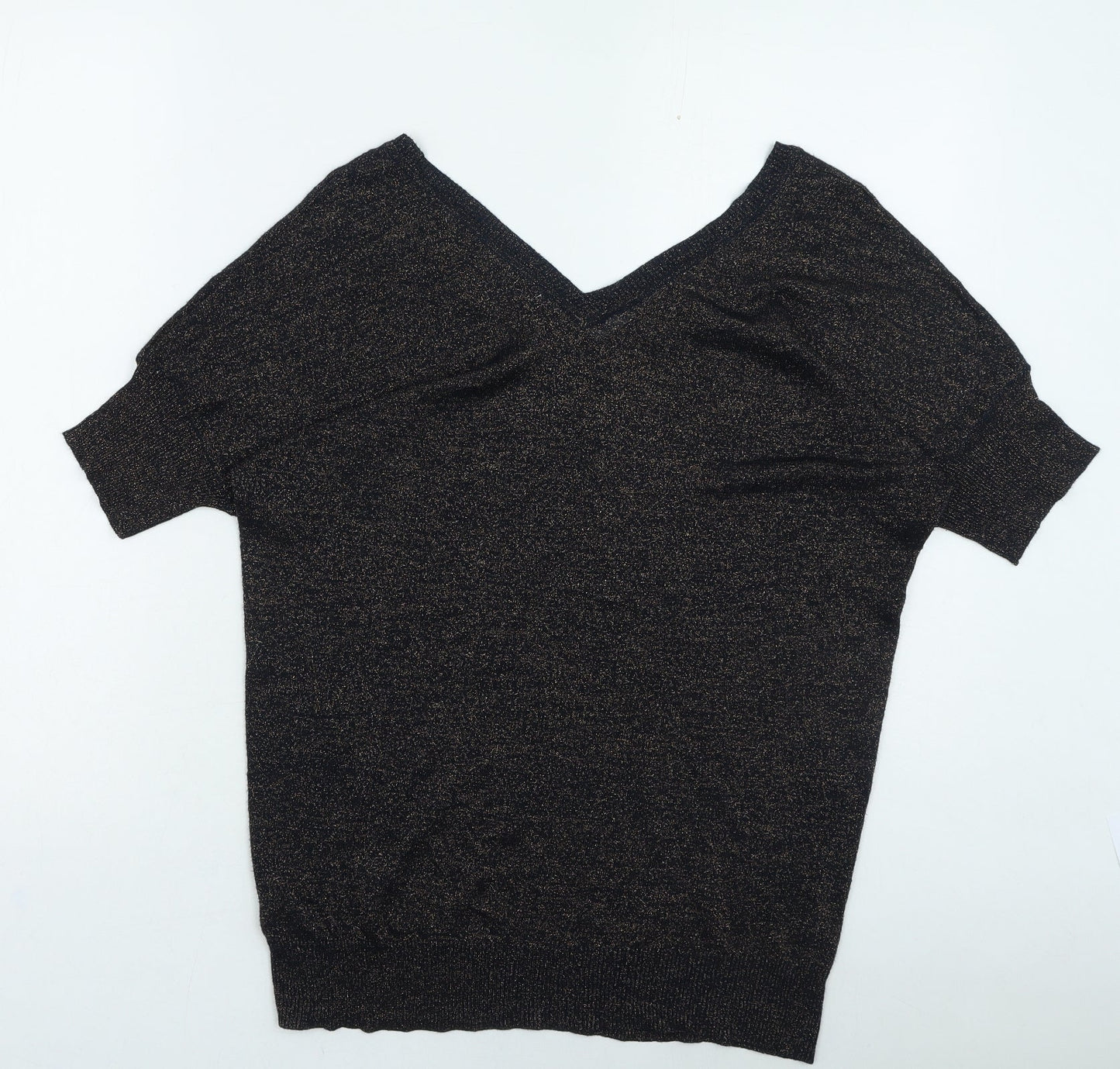 NEXT Womens Gold V-Neck Viscose Pullover Jumper Size 12