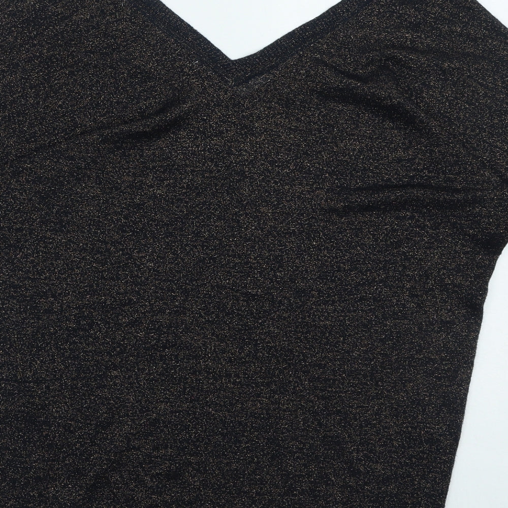 NEXT Womens Gold V-Neck Viscose Pullover Jumper Size 12