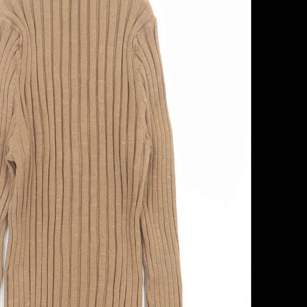 Topshop Womens Brown High Neck Polyester Pullover Jumper Size L