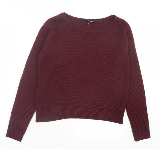 New Look Womens Purple Crew Neck Acrylic Pullover Jumper Size 8