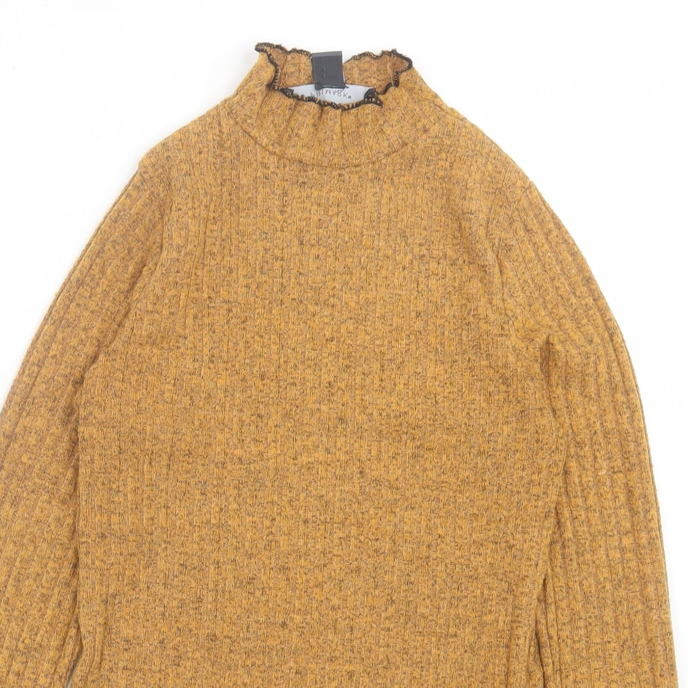 Primark Womens Yellow High Neck Polyester Pullover Jumper Size 2XS