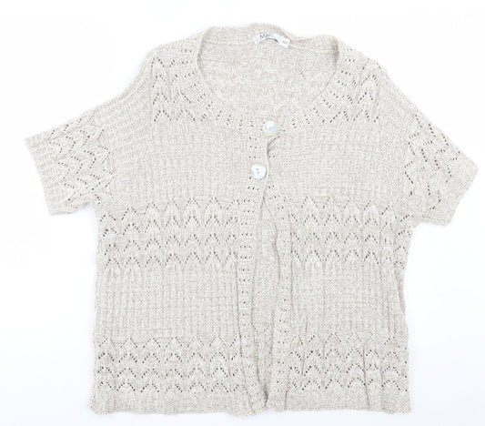 M&Co Womens Brown Scoop Neck Acrylic Cardigan Jumper Size 18