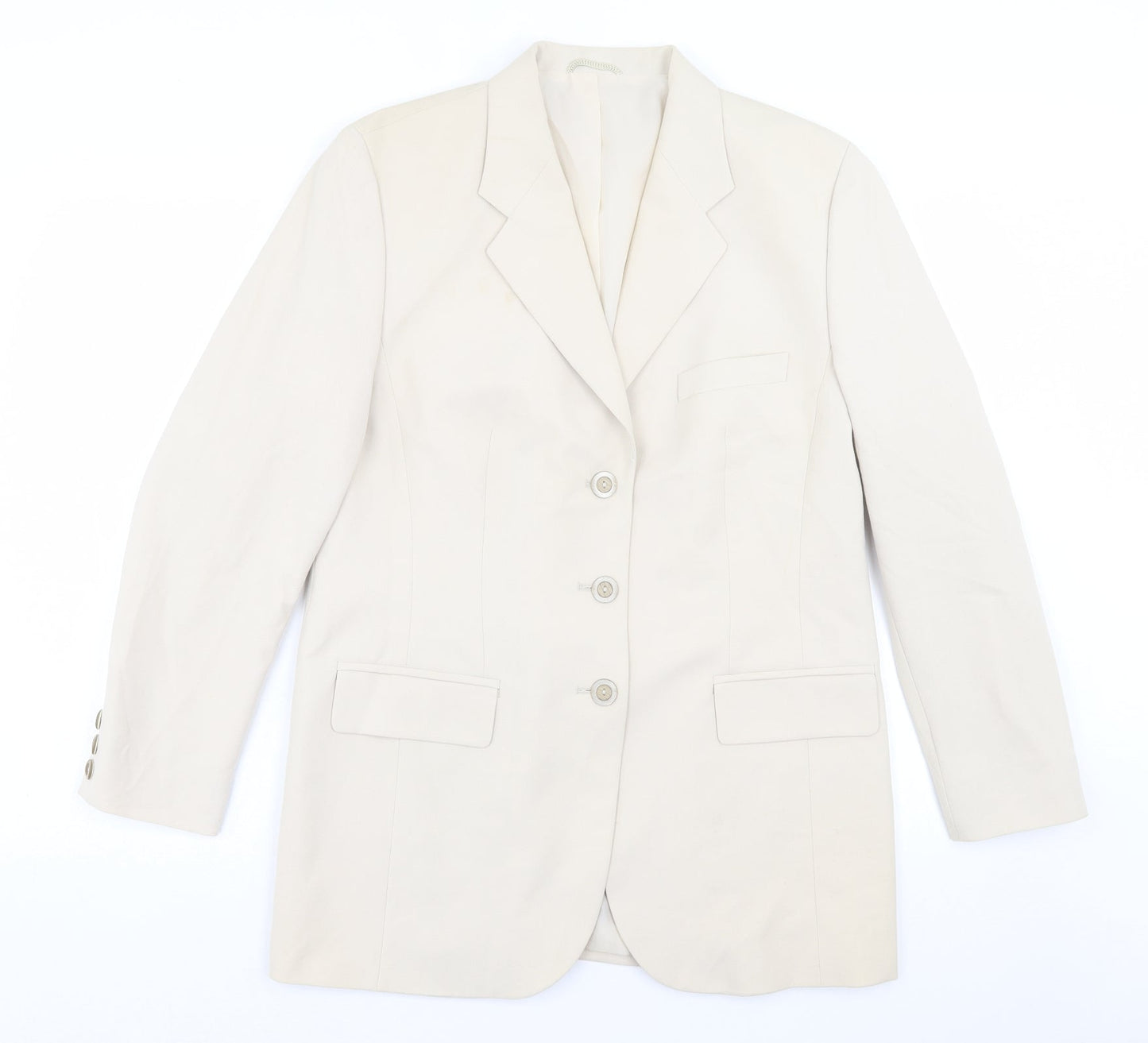 Preworn Womens Beige Jacket Blazer Size 16 Button