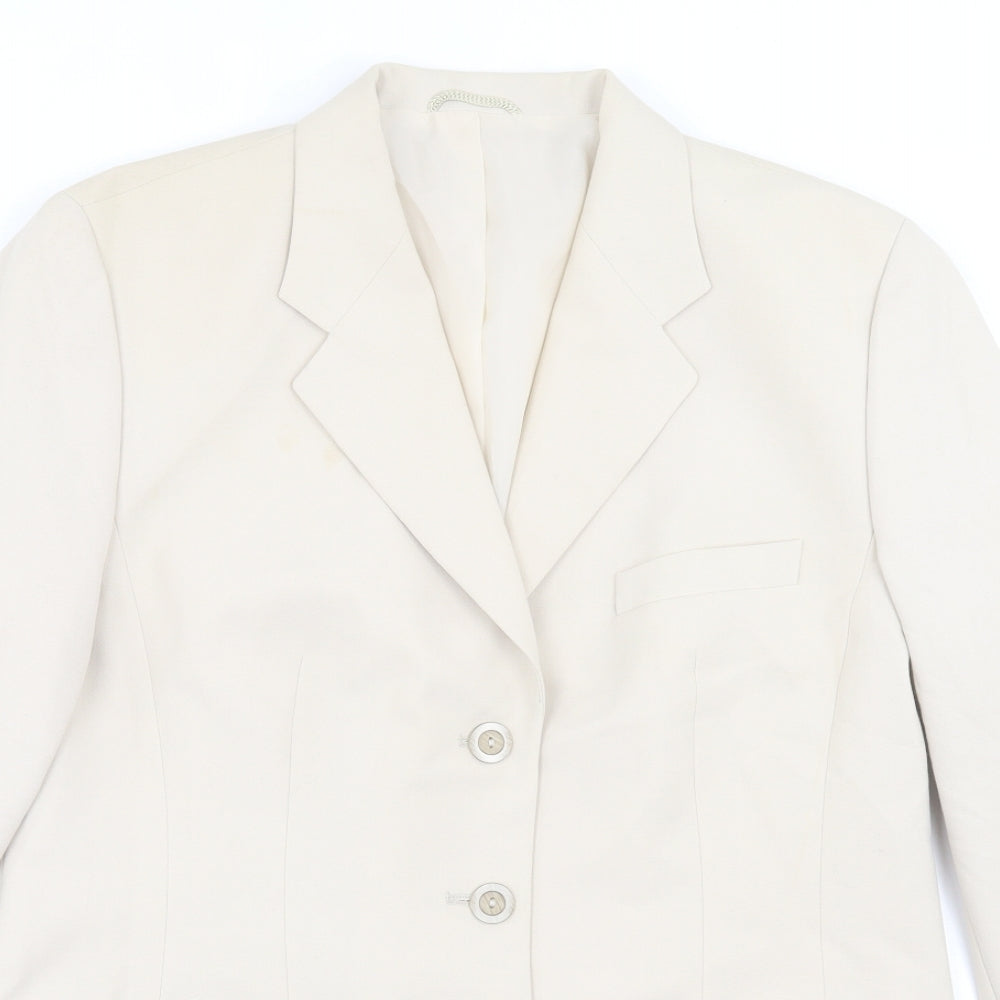 Preworn Womens Beige Jacket Blazer Size 16 Button