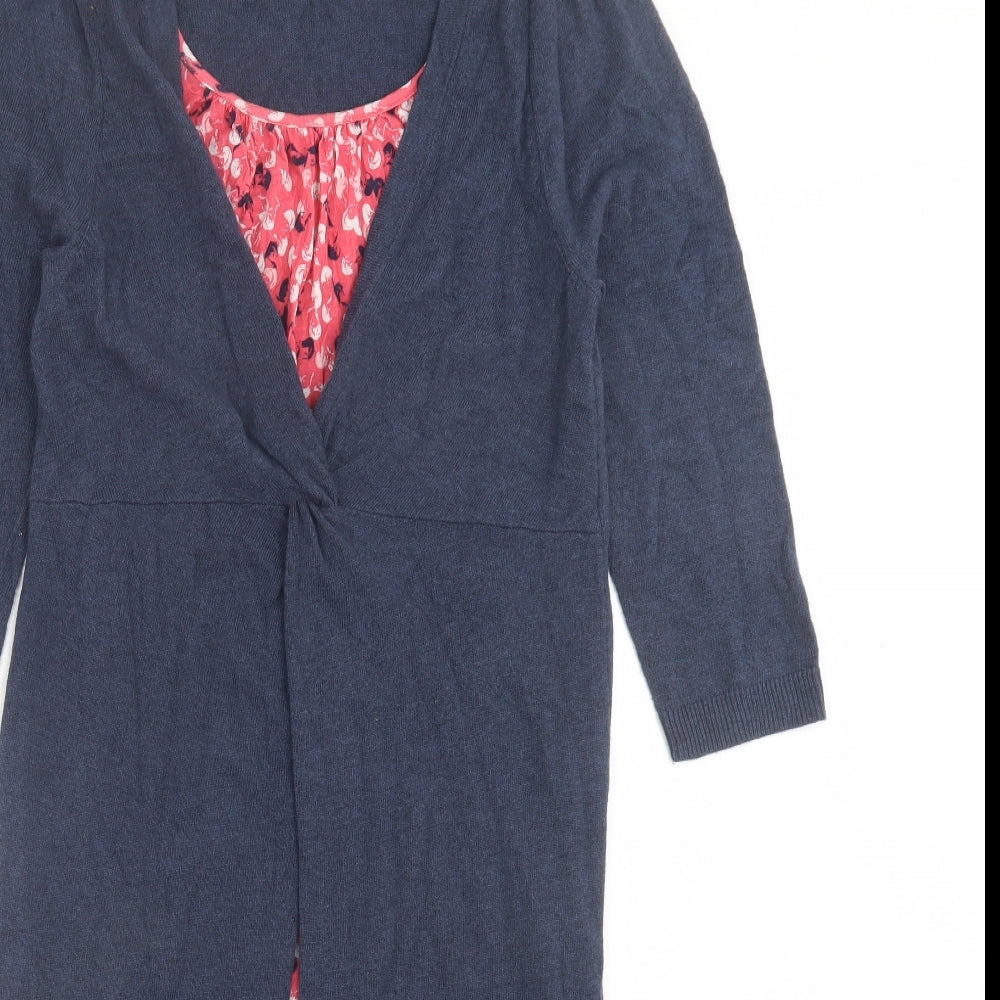 RJR.John Rocha Womens Blue Geometric Cotton A-Line Size 10 Scoop Neck Pullover