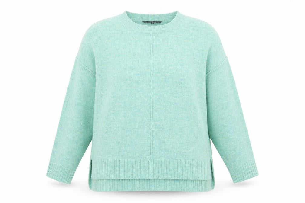 Bonmarché Womens Green Crew Neck Acrylic Pullover Jumper Size 14