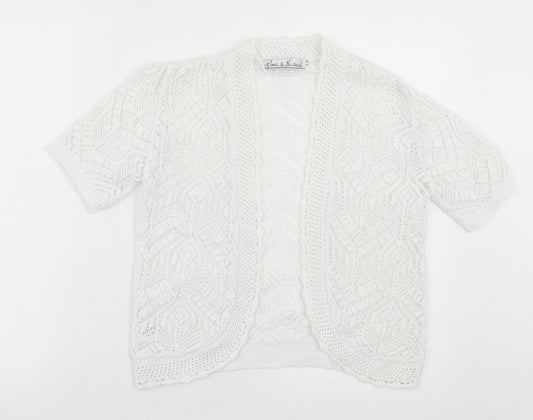 Pure & Natural Womens White V-Neck Cotton Cardigan Jumper Size S