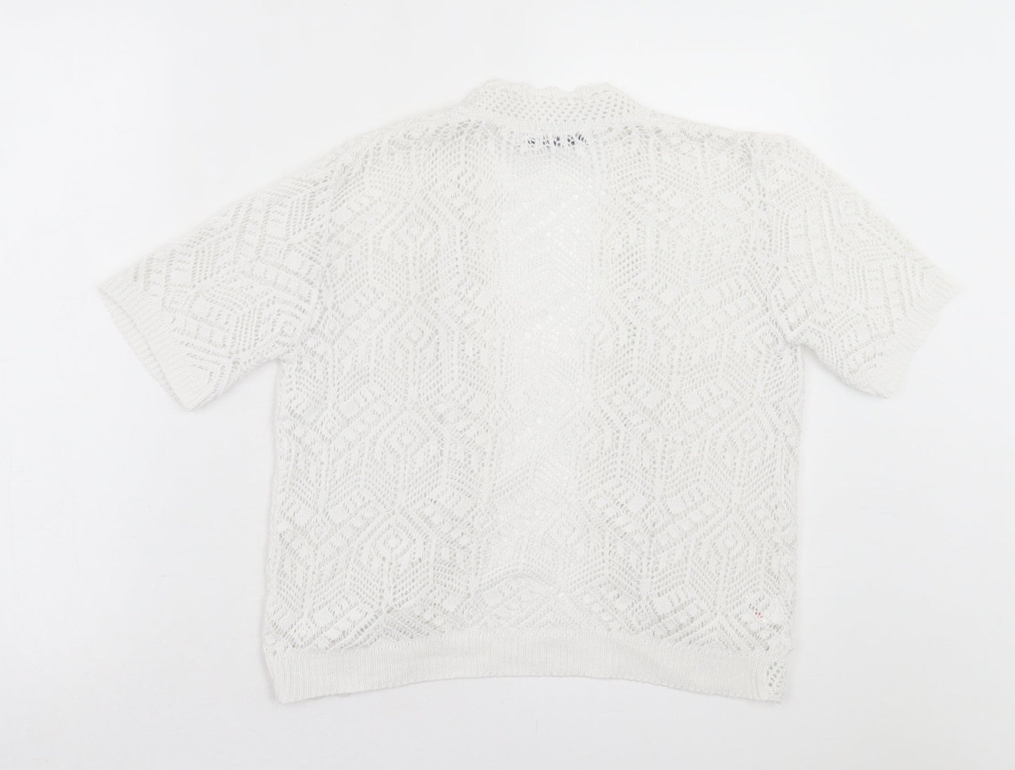 Pure & Natural Womens White V-Neck Cotton Cardigan Jumper Size S
