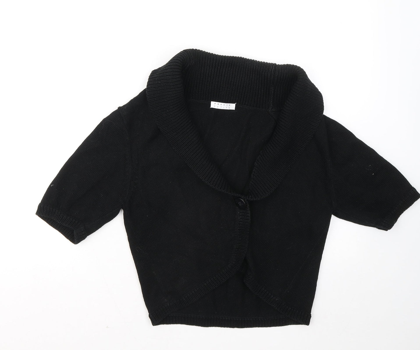 Precis Womens Black V-Neck Cotton Cardigan Jumper Size M