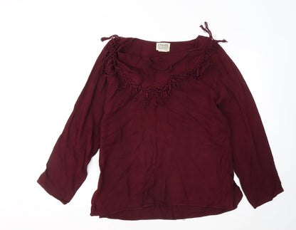 Preloved Oasis Womens Red Round Neck Rayon Pullover Jumper Size S - Front