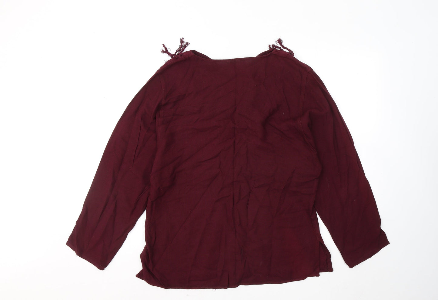 Oasis Womens Red Round Neck Rayon Pullover Jumper Size S