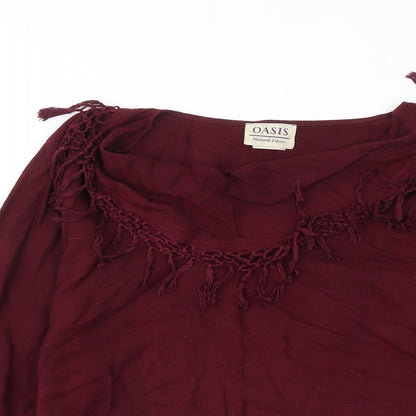Preloved Oasis Womens Red Round Neck Rayon Pullover Jumper Size S - Detail