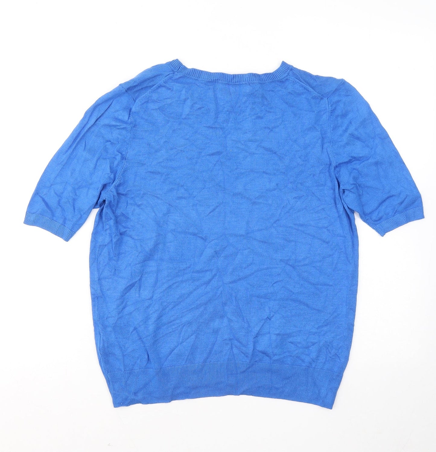 Marks and Spencer Womens Blue Round Neck Viscose Pullover Jumper Size 12