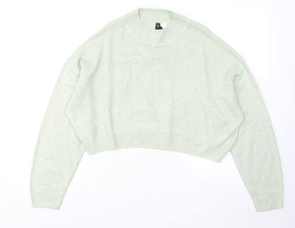 Divided by H&M Womens Green Mock Neck Acrylic Pullover Jumper Size S
