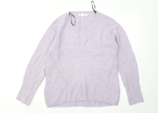 H&M Womens Purple Round Neck Acrylic Pullover Jumper Size S