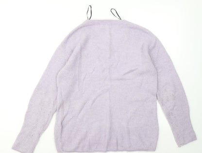 H&M Womens Purple Round Neck Acrylic Pullover Jumper Size S