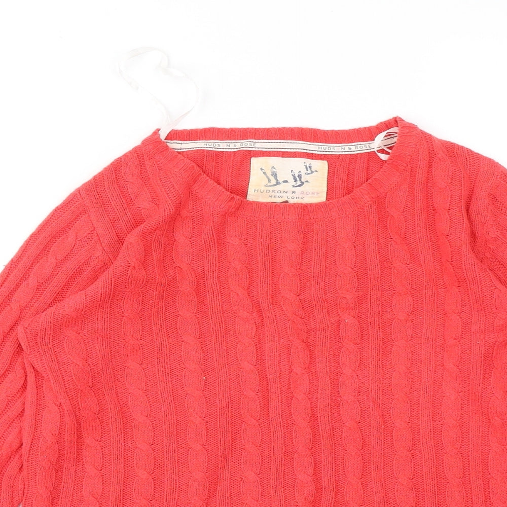 New Look Womens Red Round Neck Cotton Pullover Jumper Size 8