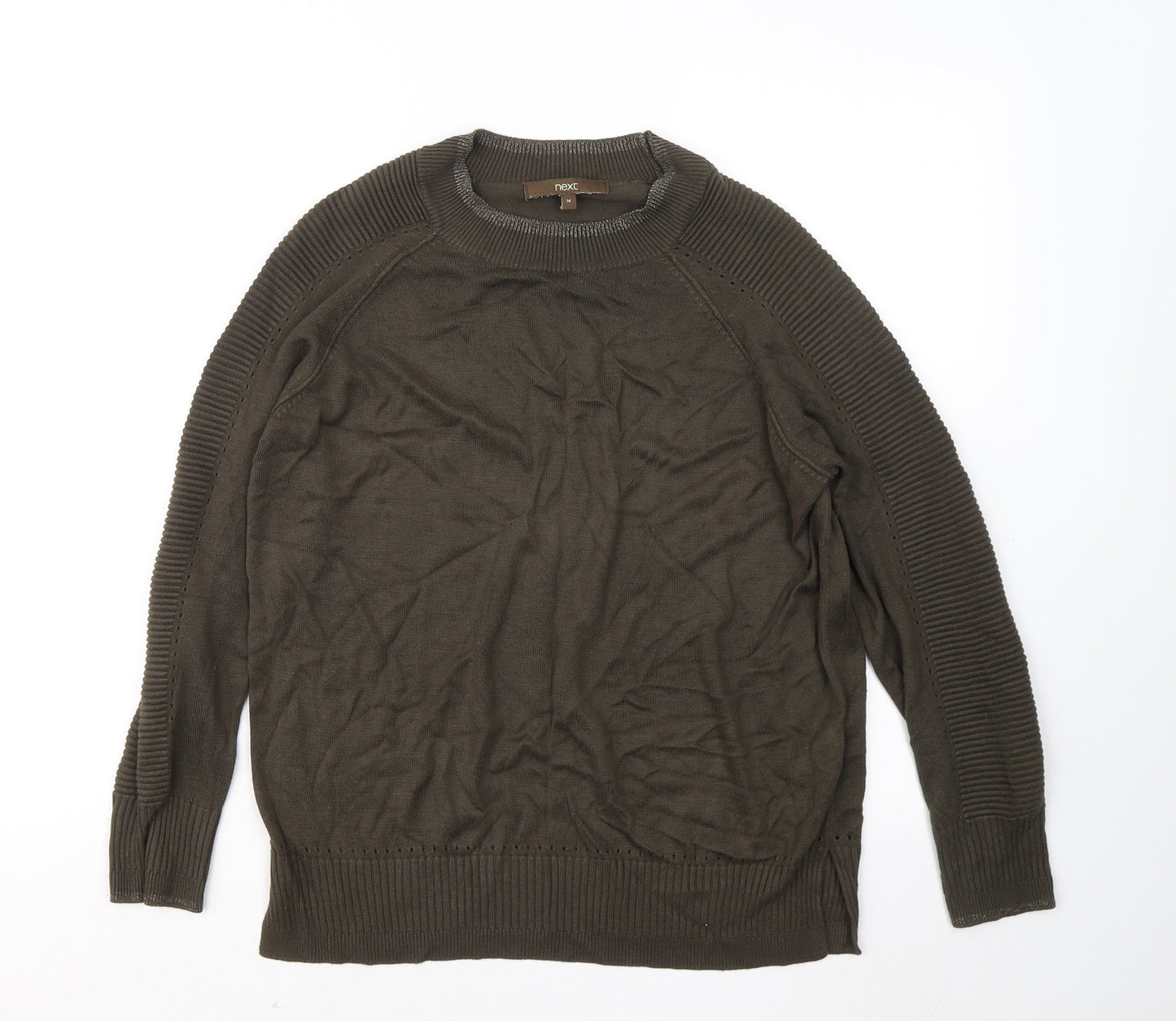 Marks and Spencer Womens Green Round Neck Viscose Pullover Jumper Size 14