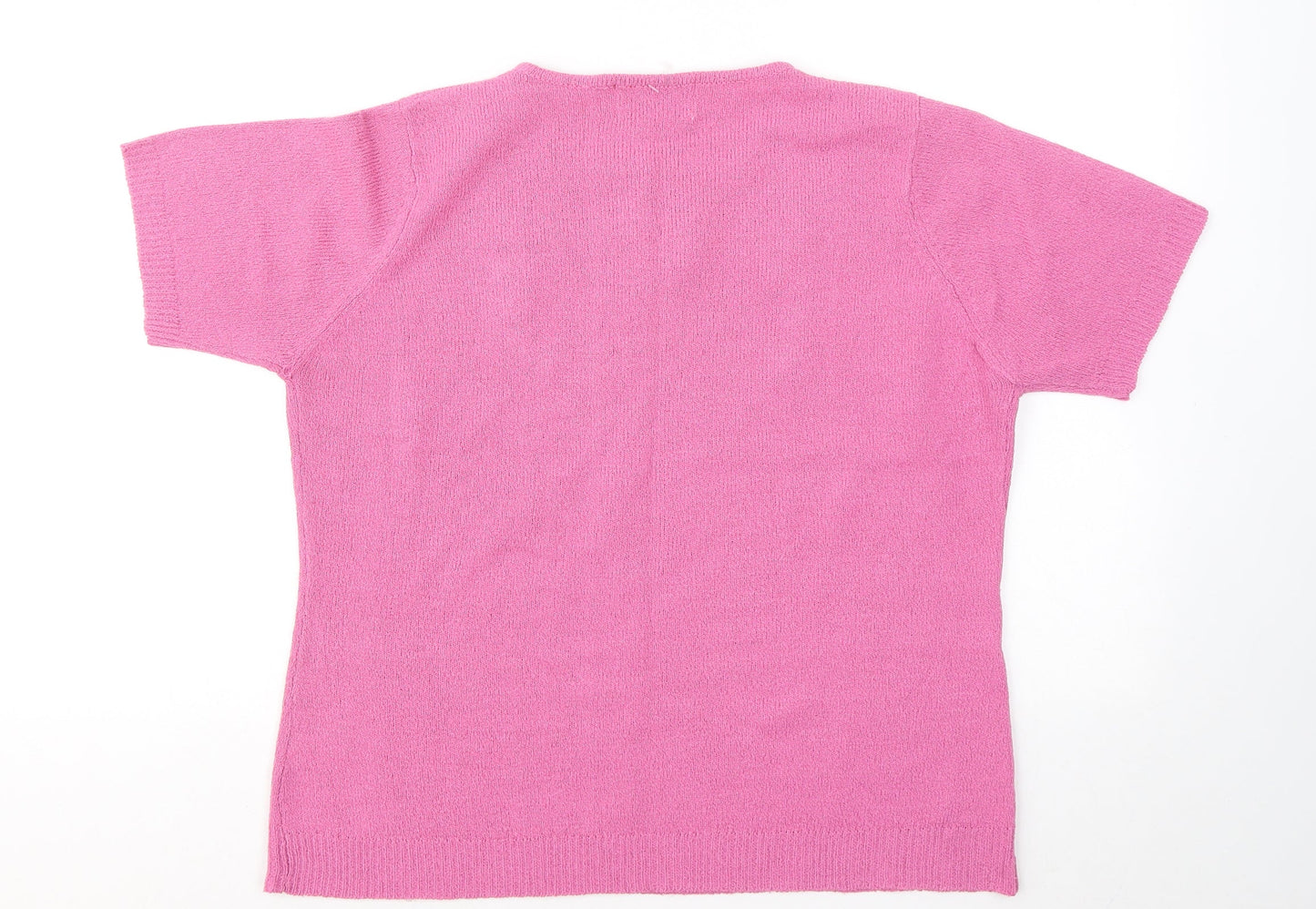 EWM Womens Pink Round Neck Acrylic Pullover Jumper Size 14