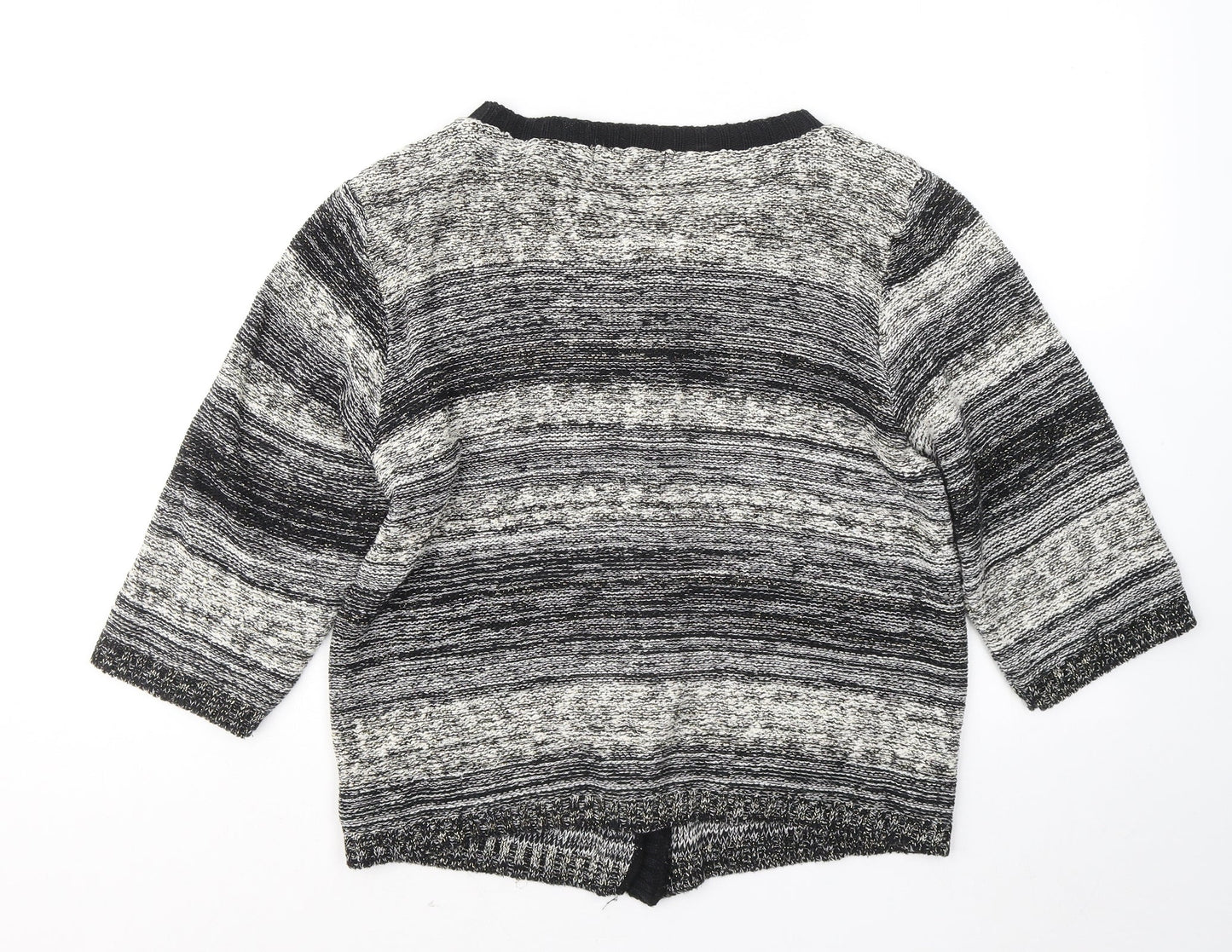Fabrizio Womens Black Round Neck Geometric Acrylic Cardigan Jumper Size L