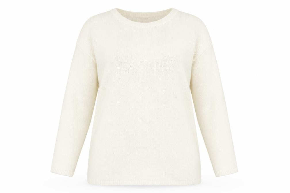 H&M Womens Ivory Boat Neck Acrylic Tunic Jumper Size 14