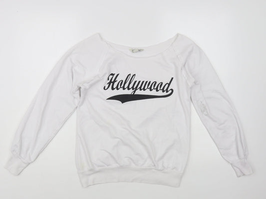 Vintage Girl Womens White Cotton Pullover Sweatshirt Size S Pullover - Hollywood
