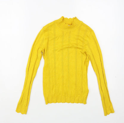 Preloved Miss Selfridge Womens Yellow Mock Neck Viscose Pullover Jumper Size 8 - Front