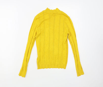 Preloved Miss Selfridge Womens Yellow Mock Neck Viscose Pullover Jumper Size 8 - Back