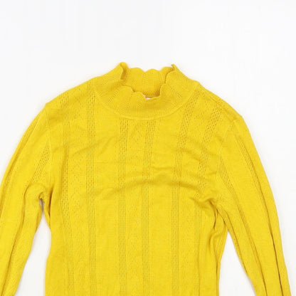 Preloved Miss Selfridge Womens Yellow Mock Neck Viscose Pullover Jumper Size 8 - Detail