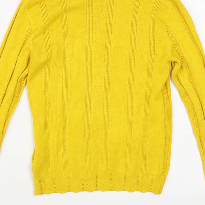 Preloved Miss Selfridge Womens Yellow Mock Neck Viscose Pullover Jumper Size 8 - Label