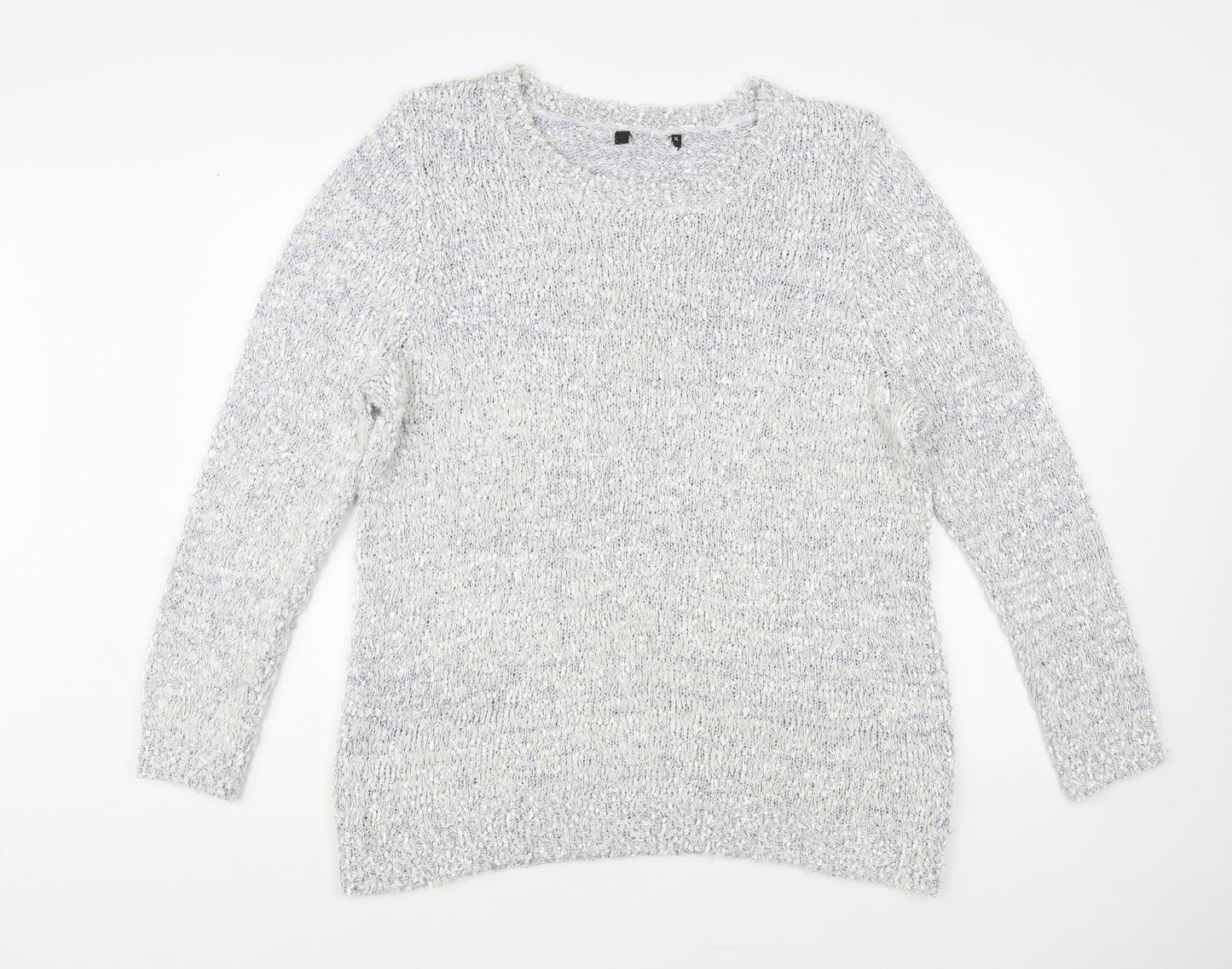 Preworn Womens Grey Boat Neck Nylon Pullover Jumper Size XL