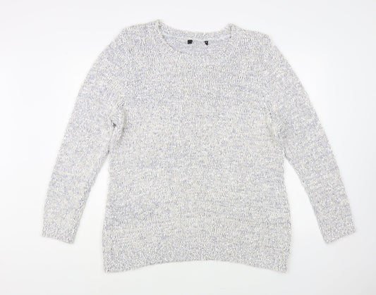 Preworn Womens Grey Boat Neck Nylon Pullover Jumper Size XL