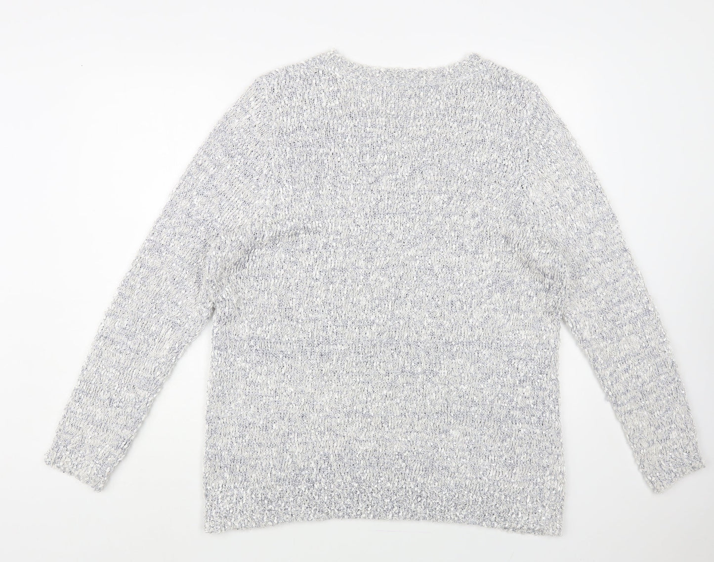 Preworn Womens Grey Boat Neck Nylon Pullover Jumper Size XL