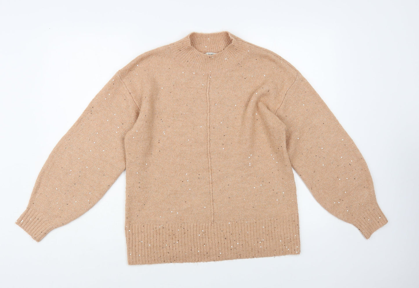 George Womens Pink Mock Neck Acrylic Pullover Jumper Size S