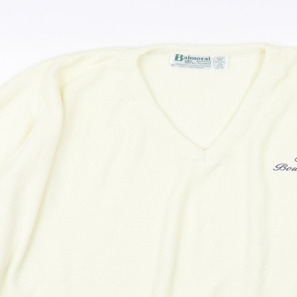 Balmoral Womens Ivory V-Neck Acrylic Pullover Jumper Size L