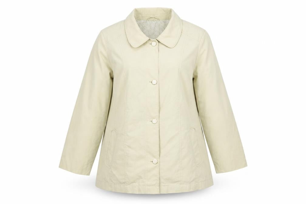 Classic Womens Beige Pea Coat Coat Size L Button