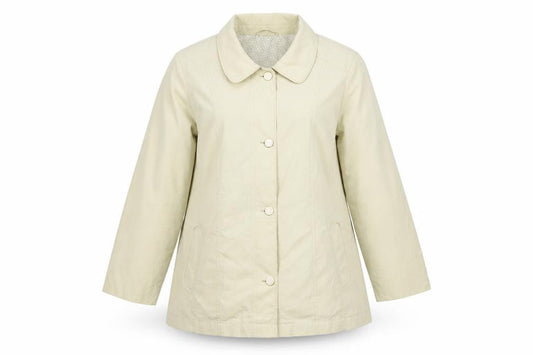 Classics Womens Beige Pea Coat Coat Size L Button
