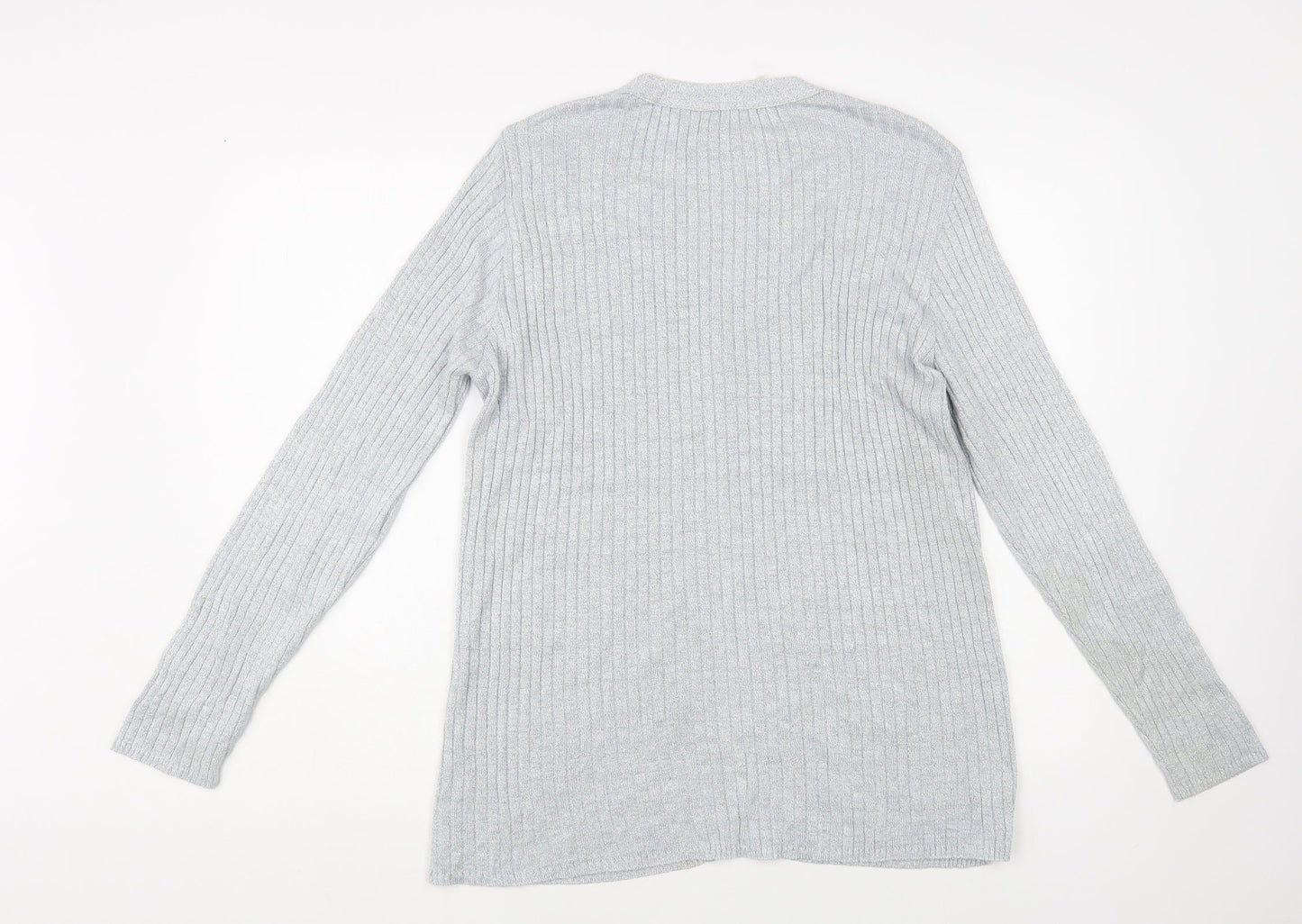 Mackays Womens Silver V-Neck Viscose Cardigan Jumper Size 18