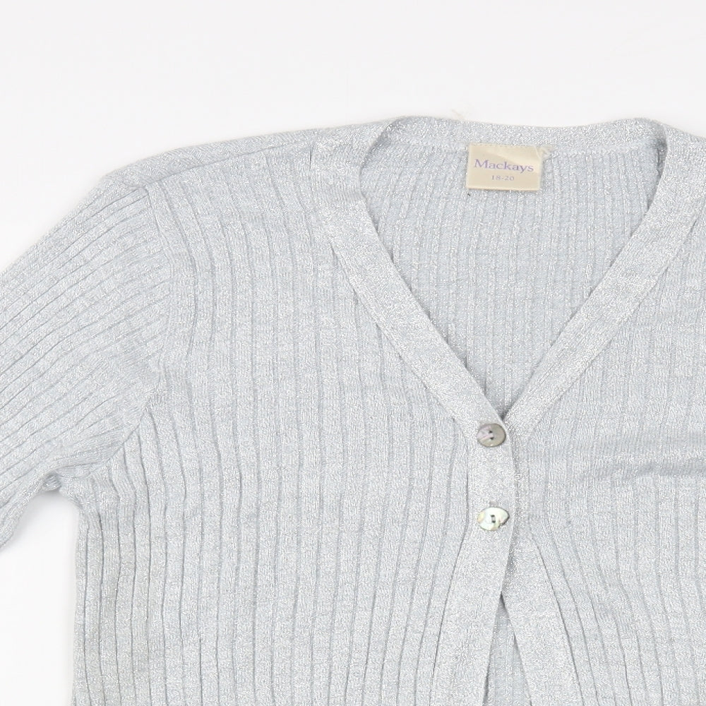 Mackays Womens Silver V-Neck Viscose Cardigan Jumper Size 18