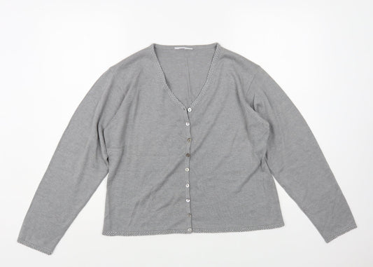 Preworn Womens Grey V-Neck Viscose Cardigan Jumper Size M