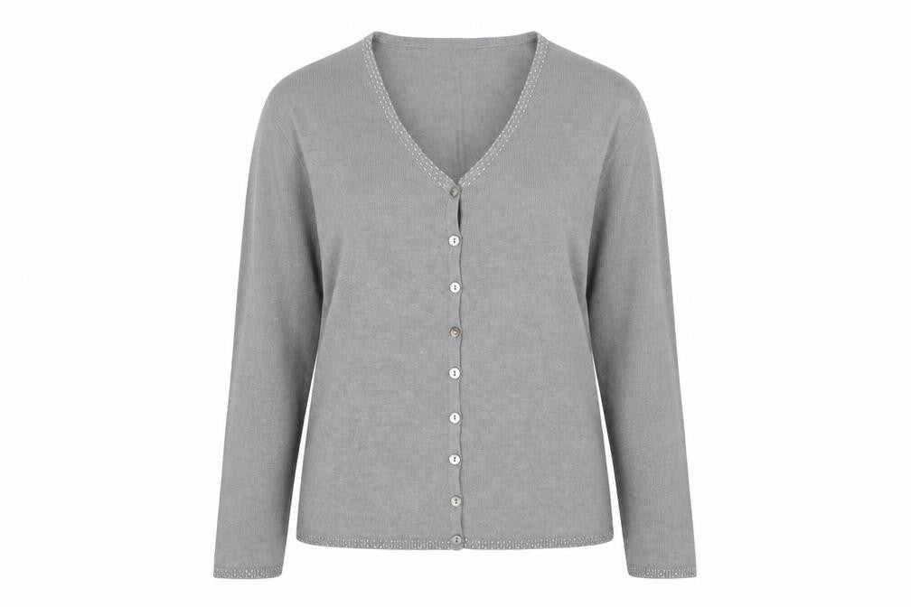 Preworn Womens Grey V-Neck Viscose Cardigan Jumper Size M