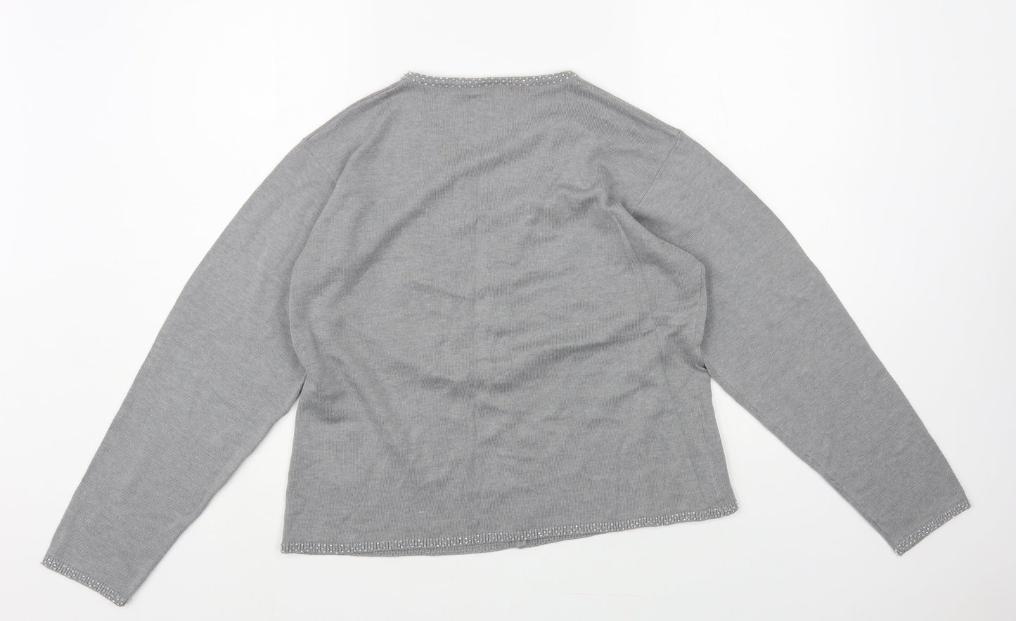 Preworn Womens Grey V-Neck Viscose Cardigan Jumper Size M