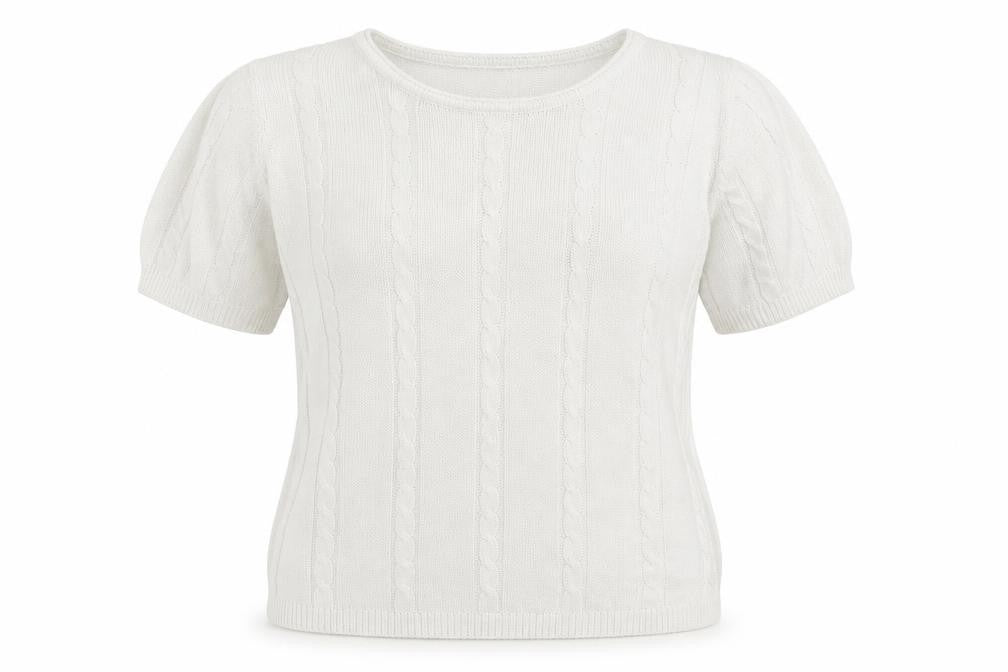 IsaBELLE Womens White Crew Neck Cotton Pullover Jumper Size M