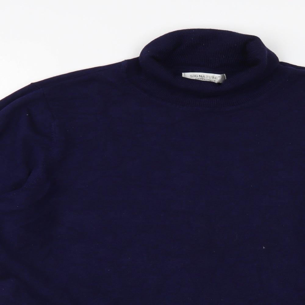 Signature Experience Womens Blue Roll Neck Viscose Pullover Jumper Size XL
