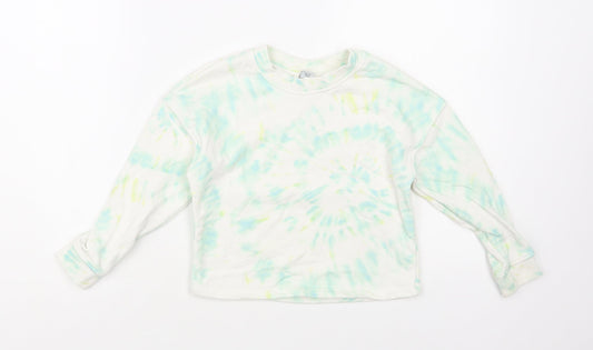 TU Girls White Geometric Cotton Pullover Sweatshirt Size 6 Years Pullover - Tie-Dye