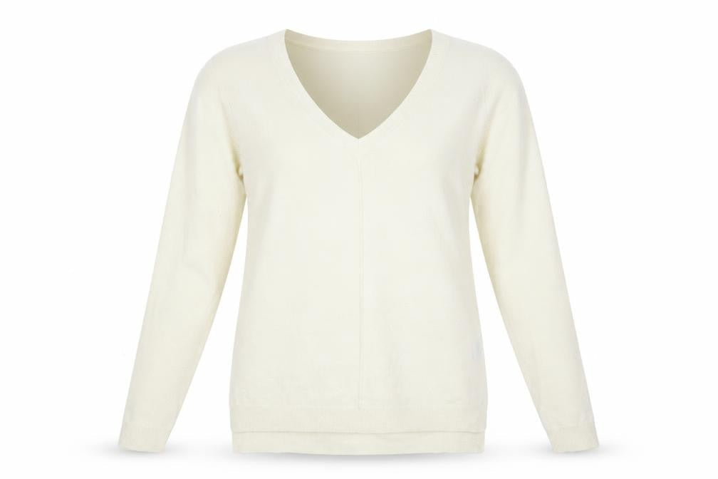 Atmosphere Womens Ivory V-Neck Acrylic Pullover Jumper Size 12