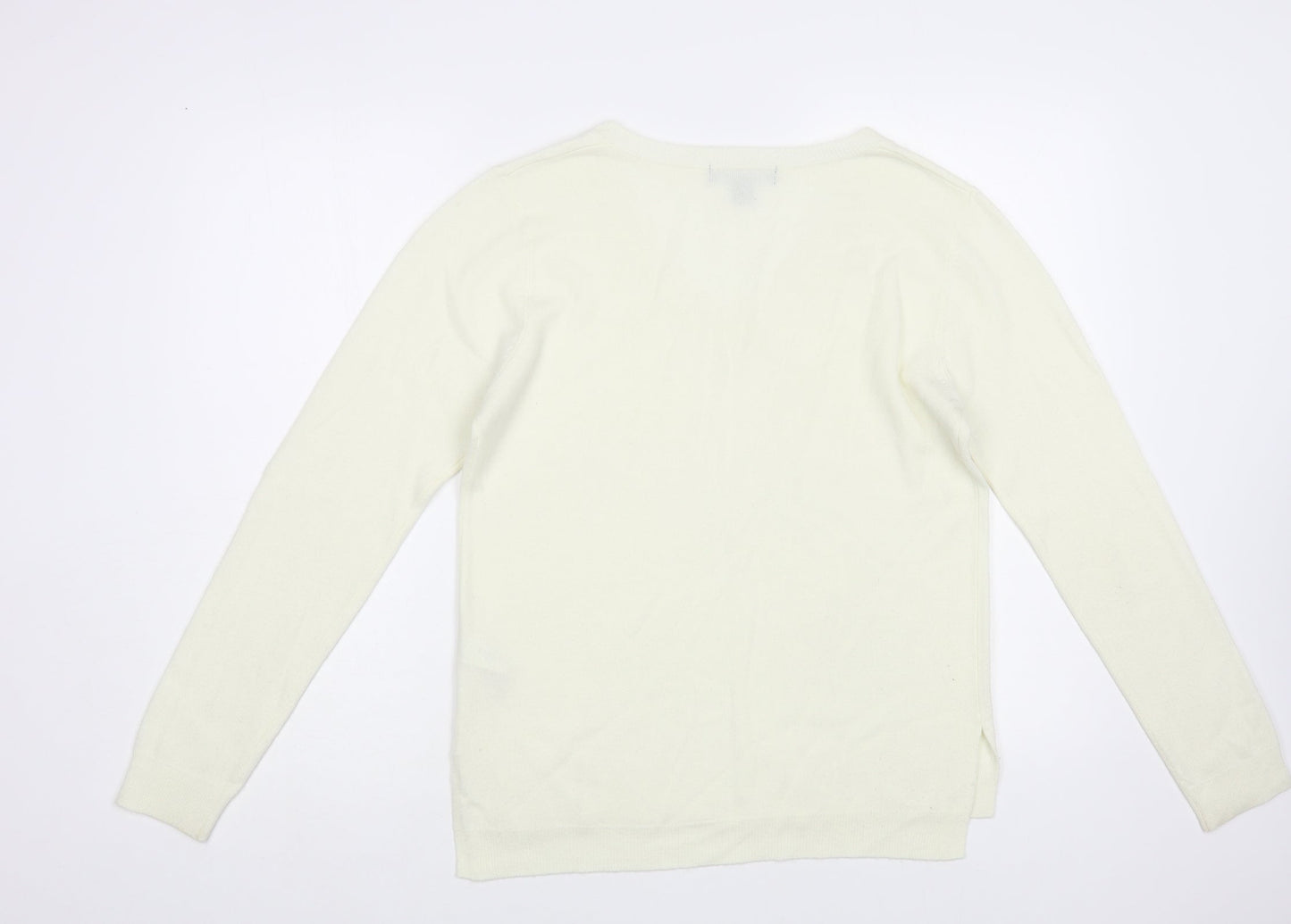 Atmosphere Womens Ivory V-Neck Acrylic Pullover Jumper Size 12