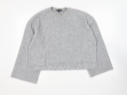 Topshop Womens Grey Round Neck Polyester Pullover Jumper Size 10
